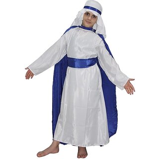 Kaku Fancy Dresses Mother Mary Christmas Day Costume -White  Blue / Wiseman King Robe, Mother Mary, Shephard For Girls