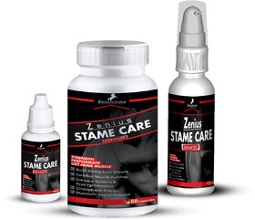 Zenius Stame Care Kit for Proper Men ual Solution Kit  ual Capsule  Oil for Men Long Time
