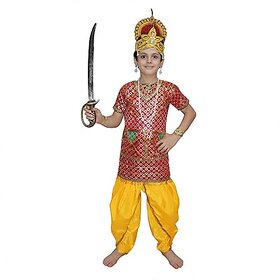 Kaku Fancy Dresses Meghnath Costume of Ramleela  Dussehra  Mythological Character - Orange for Boys