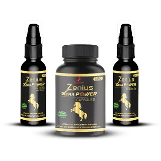 Zenius Xtra Power Kit for Men ual Solution  ual Capsule for Improve Timing, Size  Stamina Power (60 Capsules + 50ML Gel + 50ML Oil)