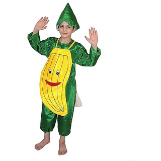 Kaku Fancy Dresses Banana Fruits Costume -Yellow  Green, for Boys  Girls