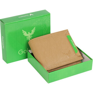 GOLDALPHA Beige Mens Artificial Leather Wallet with 8 Card Slots BEIGEATM01