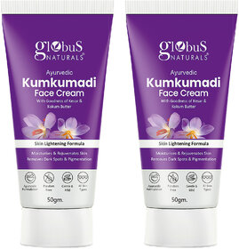 Globus Naturals Ayurvedic Kumkumadi Skin Lightening Face Cream Chemical Free Paraben Free Suitable For All Skin Types 50gm Pack of 2