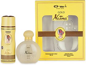 OSSA Gold Naina Gift Set Of EDP Perfume 100ml  Body Spray 200ml  Special Occasion Combo Set  Gift Set For Men  Women  (1 Items in the set)