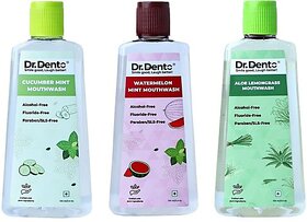Dr.Dento Mouthwash 100ml Combo - Watermelon Mint, Cucumber Mint, Aloe Lemongrass Mint