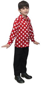Kaku Fancy Dresses Polka Dot Shirt Western Costume for Boys, (Red  White)