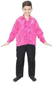 Kaku Fancy Dresses Magenta Frill Shirt Western Costume - Magenta, For Boys