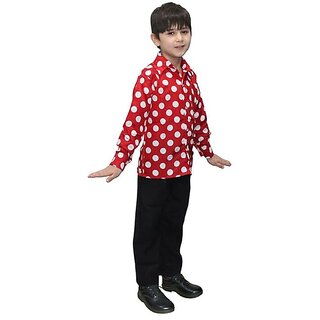 Kaku Fancy Dresses Polka Dot Shirt Western Costume for Boys, (Red  White)