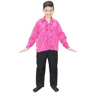 Kaku Fancy Dresses Magenta Frill Shirt Western Costume - Magenta, For Boys