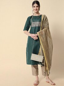 SVB Green Embroideried Kurta Set