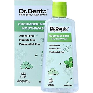 Dr. Dento Cucumber Mint Mouthwash - 100ml - Fresh Breath and Oral Care - Cucumber Mint  (300 ml)