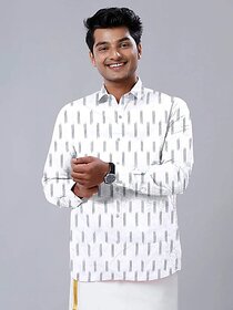 OMSAIFAB Men Printed Casual White Shirt