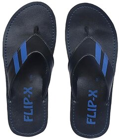 LEACO Men Slippers By FLIP X - Premium Black Leatherette Slippers Comfort and Style Soft Padded Anti Slippery Premium Design Extra Durable