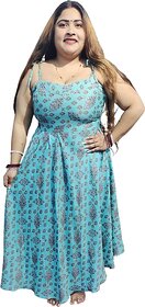 Women's Cotton Beautiful Printed Sleeveless Midi Dress for Beautiful look.