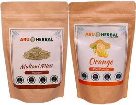 Aru Herbal Multani Mitti Powder And Orange Peels Powder Combo ( 175G 2 Pack) (350 G)