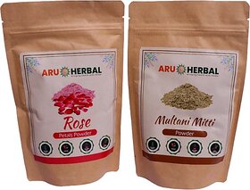 Aru Herbal Multani Mitti And Rose Petal Powder -( 175G 2 Pack) (350 G)