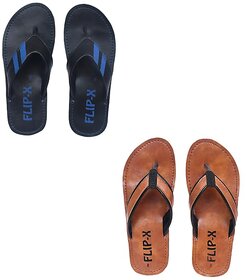 LEACO Men's Premium Slipper Combo of 2 by Flip X  Daily Comfort and Stylish Slipper Combo