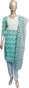 Women's Cotton Printed kurta, Pant and Dupatta set for any attractive look.