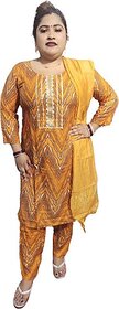 Women Viscose Rayon Kurta Pant Dupatta Set