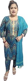 Women Viscose Rayon Kurta Pant Dupatta Set