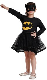 Kaku Fancy Dresses Bat Super Hero Costume For Girls-Black, for Girls