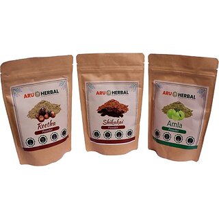 Aru Herbal Amla,Reetha,Shikakai For Healthy Hair175G Each (Pack Of 3 ) (525 G)