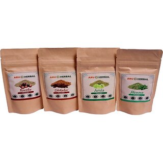 Aru Herbal Amla Reetha Shikakai And Heena Packof4(50G Each)Hairgrowth,Haircare (200 G)