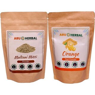 Aru Herbal Multani Mitti Powder And Orange Peels Powder Combo ( 175G 2 Pack) (350 G)