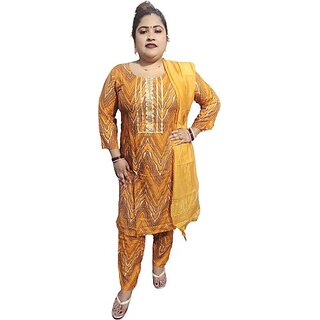 Women Viscose Rayon Kurta Pant Dupatta Set