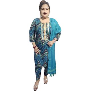 Women Viscose Rayon Kurta Pant Dupatta Set