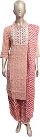 Women's Cotton Embroidered  Beautiful Printed Kurta, Pant and Dupatta set.