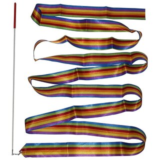 Kaku Fancy Dresses Bele Dance Accesory Ribbon Stick - Multicolor, For Unisex