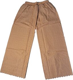 Golden Chikankari Pattern Embroidered Palazzo