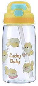 Plastic Water Bottle For Kids Cute Design Water Bottle With Sipper Sipper Bottle For Kids -Anti-Leak0 Kids Cartoon Water Bottle For Kids (Lucky Baby (Girls)) 500 milliliter
