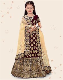 Heaven Blue Girls Lehenga Choli Ethnic Wear Embroidered Lehnga Ghagra Choli Dupatta Set Blue Pack of 1