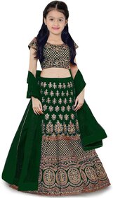 Heaven Blue Girls Lehenga Choli Ethnic Wear Embroidered Lehnga Lehenga Choli and Dupatta Set Green Pack of 1