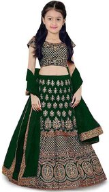 Heaven Blue Baby Girls Lehenga Choli Ethnic Wear Embroidered Lehnga Ghagra Choli Dupatta Set Green Pack of 1