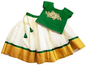 Heaven Blue Girls Lehenga Choli Fusion Wear Embroidered Lehnga Lehenga Choli Green Pack of 1
