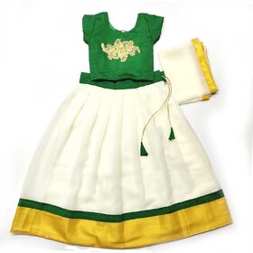 Heaven Blue Girls Lehenga Choli Ethnic Wear Embroidered Lehnga Lehenga Choli Green Pack of 1