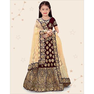 Heaven Blue Girls Lehenga Choli Ethnic Wear Embroidered Lehnga Ghagra Choli Dupatta Set Blue Pack of 1