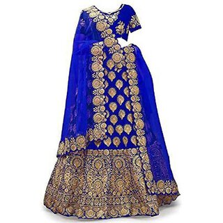 Heaven Blue Girls Lehenga Choli Ethnic Wear Embroidered Lehnga Ghagra Choli Dupatta Set Blue Pack of 1