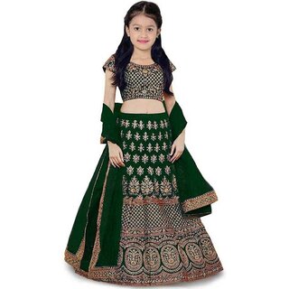 Heaven Blue Baby Girls Lehenga Choli Ethnic Wear Embroidered Lehnga Ghagra Choli Dupatta Set Green Pack of 1