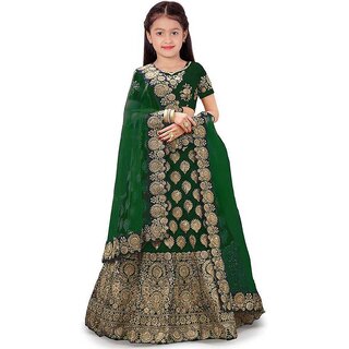 Heaven Blue Girls Lehenga Choli Ethnic Wear Embroidered Lehnga Lehenga Choli and Dupatta Set Maroon Pack of 1