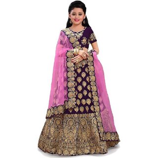 Heaven Blue Girls Lehenga Choli Ethnic Wear Embroidered Lehnga Lehenga Choli Green Pack of 1