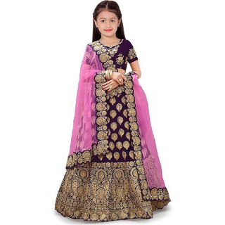 Heaven Blue Girls Lehenga Choli Ethnic Wear Embroidered Lehnga Lehenga Choli and Dupatta Set Green Pack of 1
