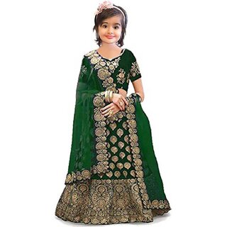 Heaven Blue Baby Girls Lehenga Choli Ethnic Wear Embroidered Lehnga Ghagra Choli Dupatta Set Green Pack of 1