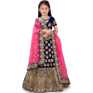 Heaven Blue Girls Lehenga Choli Fusion WearWestern WearEthnic WearParty Wear Embroidered Lehnga Lehenga Choli and Dupatta Set Blue Pack of 1