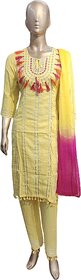 Women's Rayon Embroidered, Beautiful Kurta, Pant and Dupatta set.