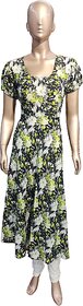 Women's Polyester Beautiful Delta Print Midi Frock and Lycra for pretty look.