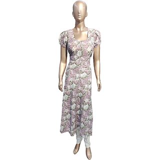 Women's Polyester Beautiful Delta Print Midi Frock and Lycra for pretty look.
